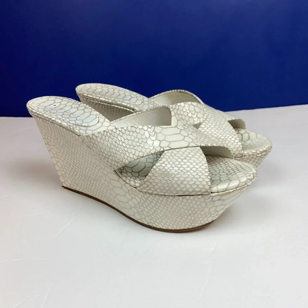 CASADEI White Snake  Wedge Platform Sz  EU 38.5